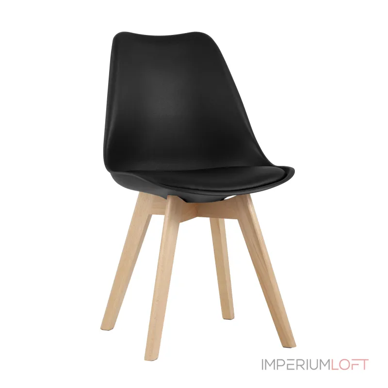 FRANKFURT черный, сиденье экокожа, белый пластик, массив бука от ImperiumLoft