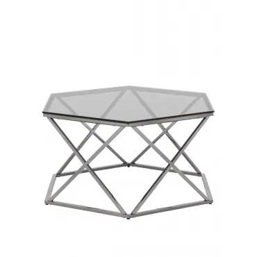 Журнальный столик Круз 93*80 стекло smoke сталь темный хром