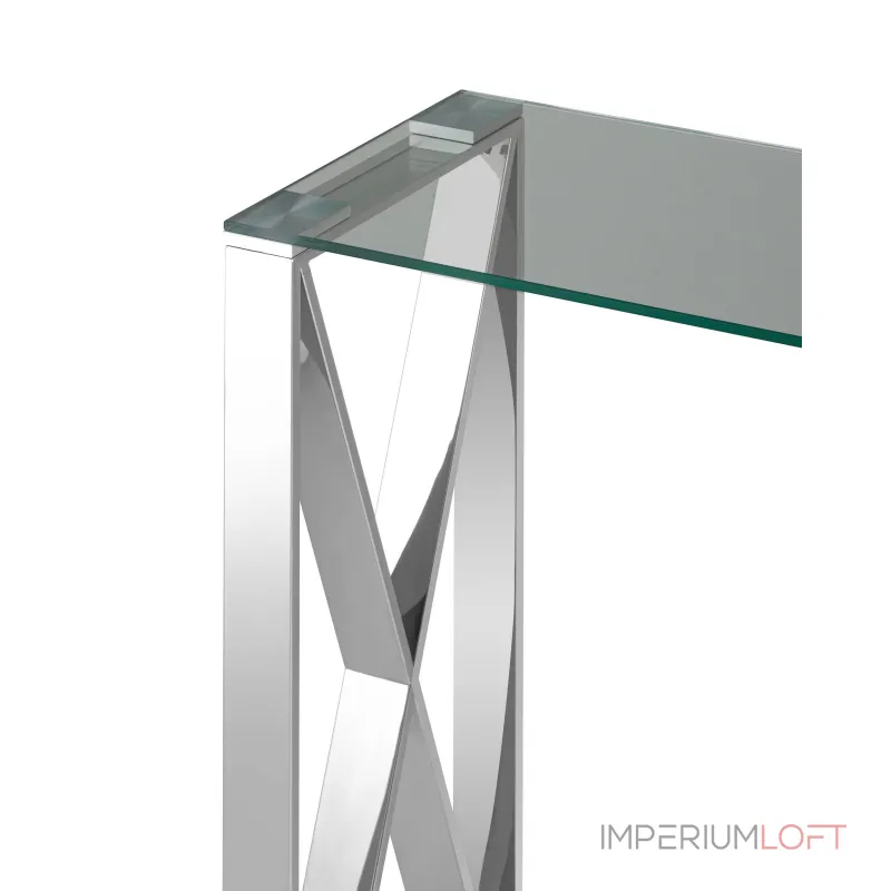 КРОСС 115*30 серебро каркас нержавеющая сталь столешница закаленное стекло от ImperiumLoft КРОСС 115*30 серебро каркас нержавеющая сталь столешница закаленное стекло от ImperiumLoft