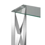 КРОСС 115*30 серебро каркас нержавеющая сталь столешница закаленное стекло от ImperiumLoft