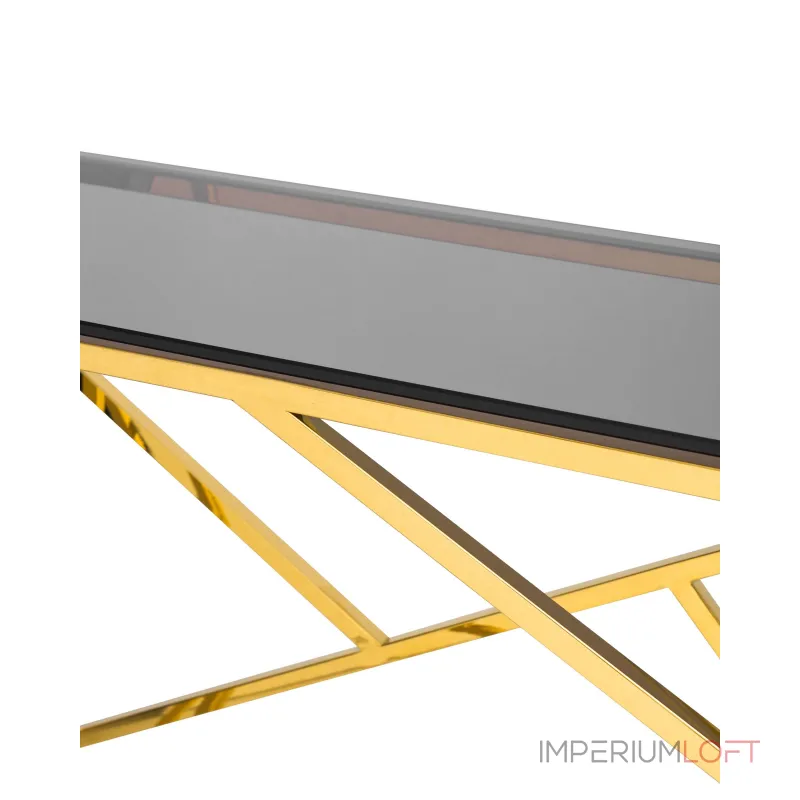 Арт Деко 115*30, стальной каркас золотого цвета, столешница стеклянная от ImperiumLoft