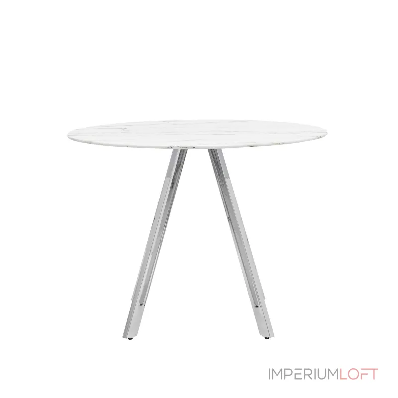 Хьюстон круглый, стеклянный столешница белая с рисунком под мрамор от ImperiumLoft Хьюстон круглый, стеклянный столешница белая с рисунком под мрамор от ImperiumLoft