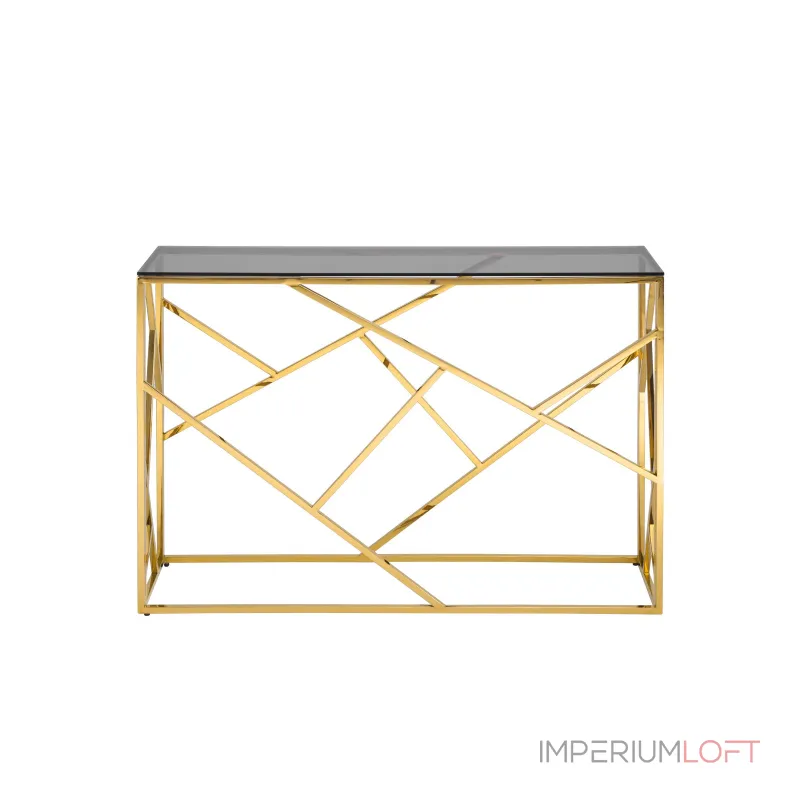 Арт Деко 115*30, стальной каркас золотого цвета, столешница стеклянная от ImperiumLoft