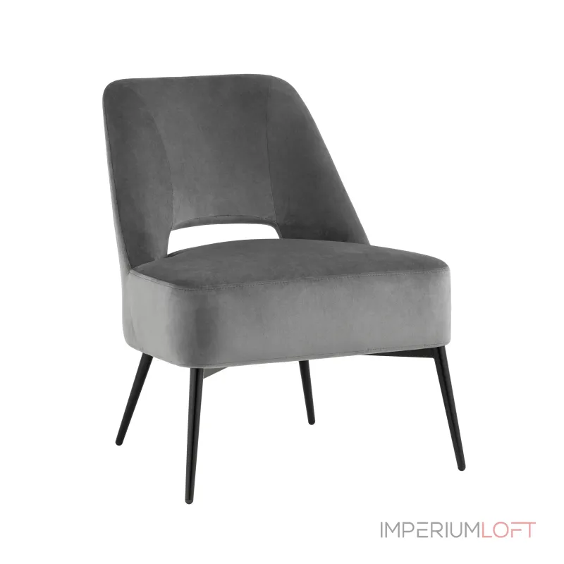 лаунж Бостон велюр тёмно-серый ножки металл от ImperiumLoft