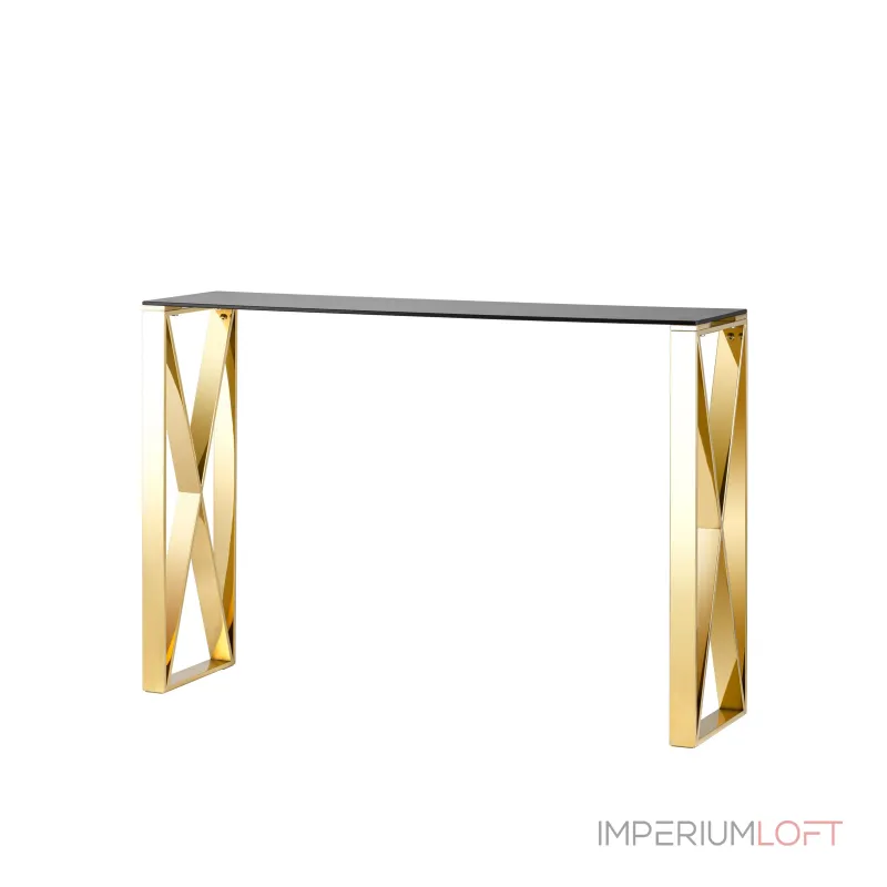 КРОСС 115*30 золото стекло smoke закаленное каркас нержавеющая сталь от ImperiumLoft