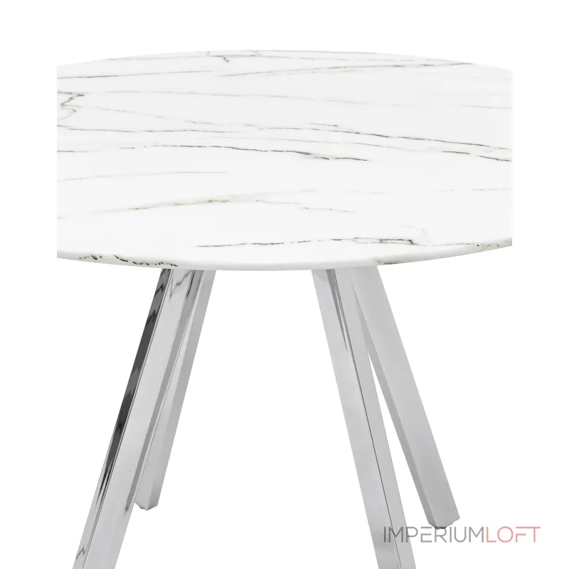 Хьюстон круглый, стеклянный столешница белая с рисунком под мрамор от ImperiumLoft Хьюстон круглый, стеклянный столешница белая с рисунком под мрамор от ImperiumLoft