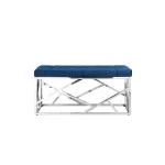 АРТ ДЕКО сталь серебро, нержавеющая сталь, обивка сиденья синий велюр от ImperiumLoft