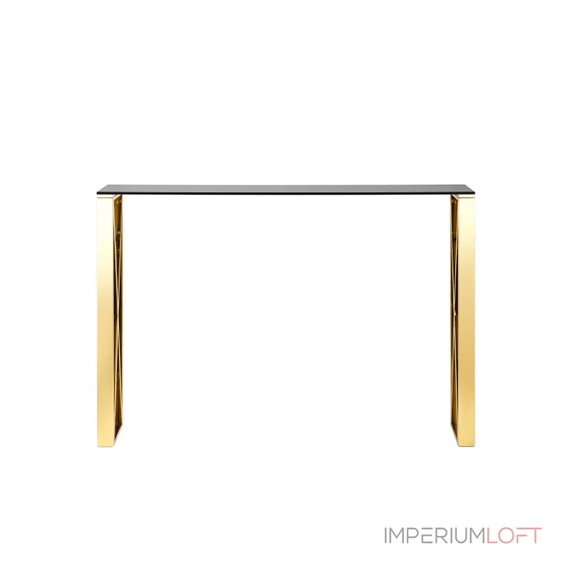 КРОСС 115*30 золото стекло smoke закаленное каркас нержавеющая сталь от ImperiumLoft