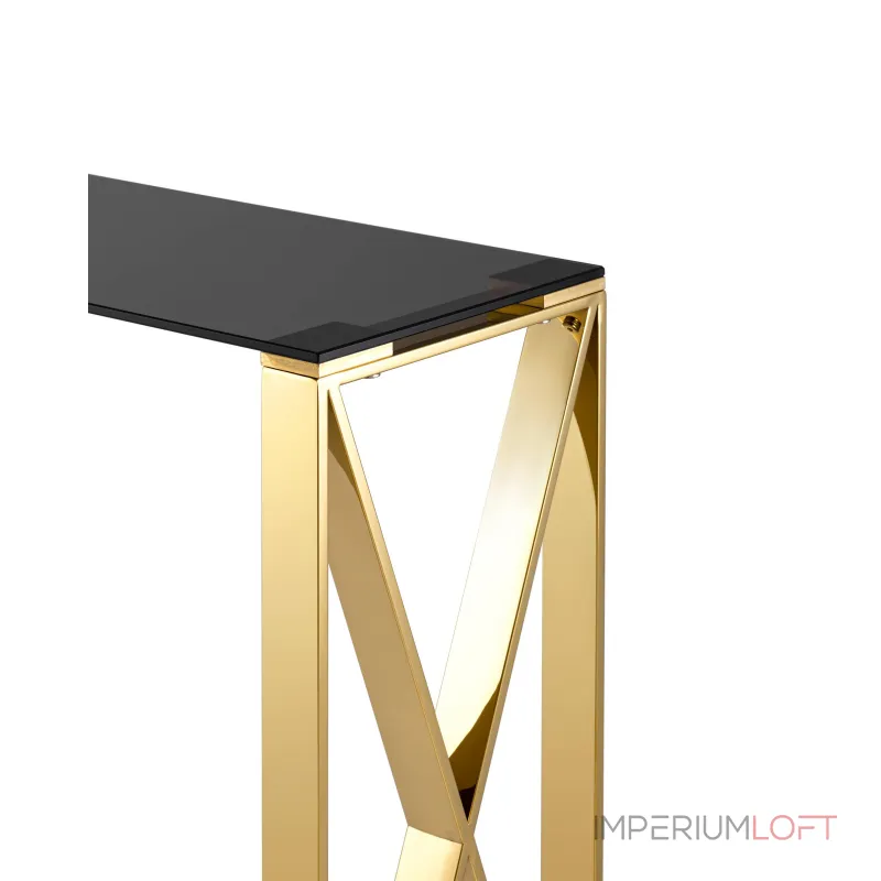 КРОСС 115*30 золото стекло smoke закаленное каркас нержавеющая сталь от ImperiumLoft