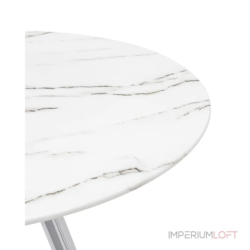Хьюстон круглый, стеклянный столешница белая с рисунком под мрамор от ImperiumLoft Хьюстон круглый, стеклянный столешница белая с рисунком под мрамор от ImperiumLoft