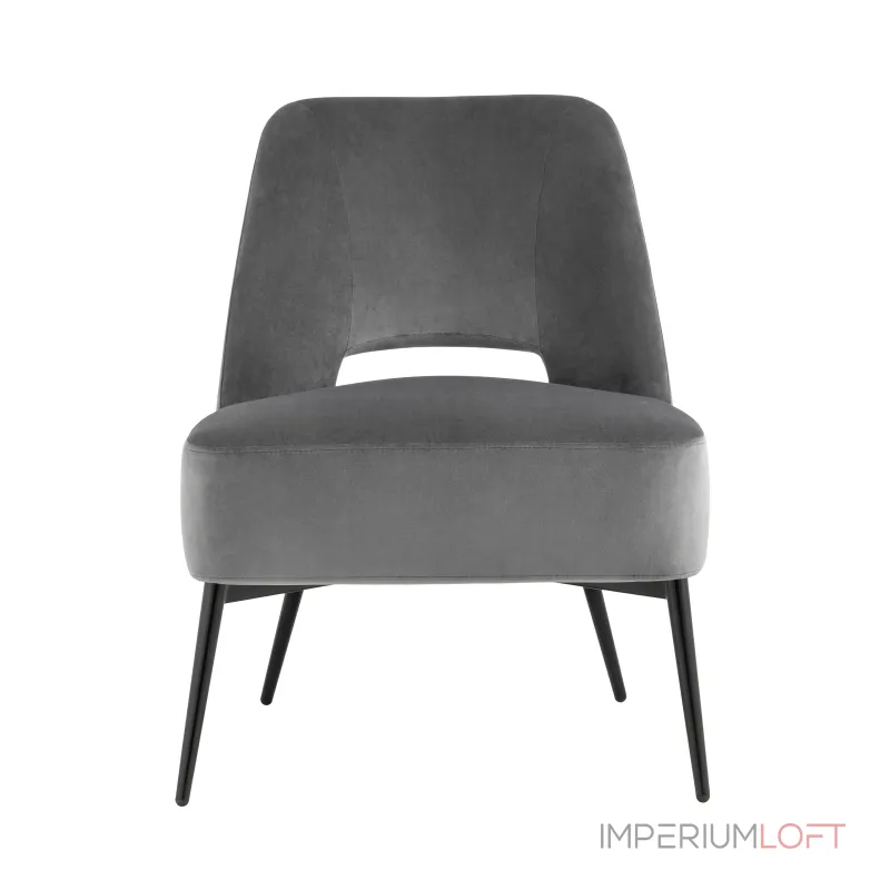 лаунж Бостон велюр тёмно-серый ножки металл от ImperiumLoft
