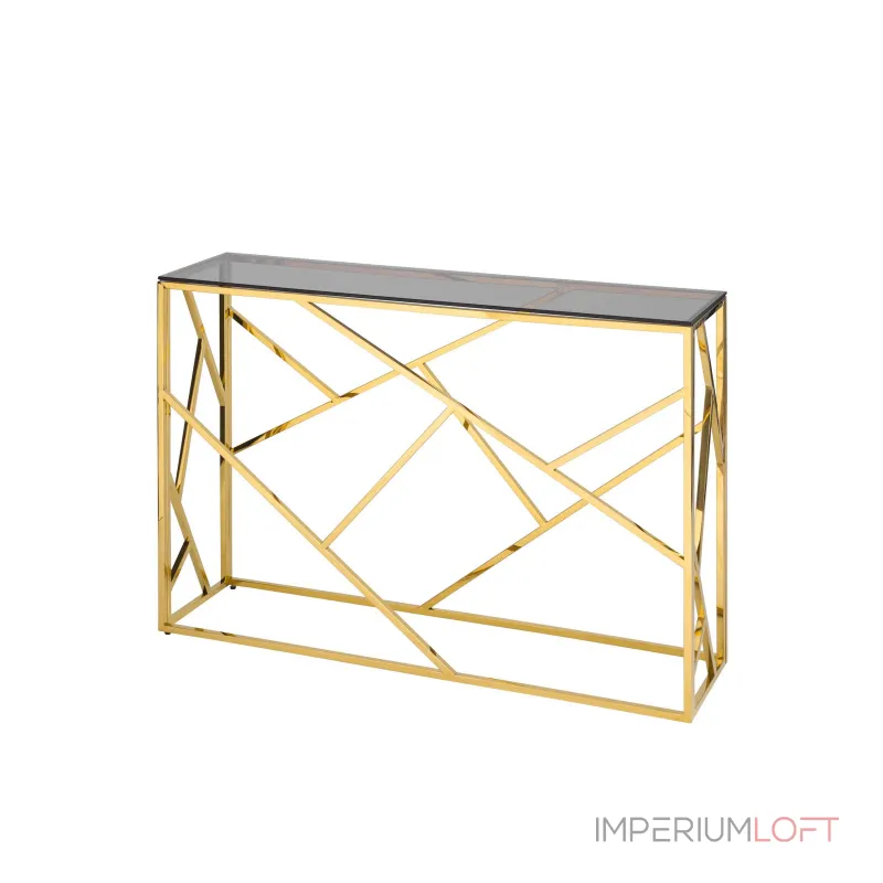 Арт Деко 115*30, стальной каркас золотого цвета, столешница стеклянная от ImperiumLoft