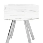 Хьюстон круглый, стеклянный столешница белая с рисунком под мрамор от ImperiumLoft
