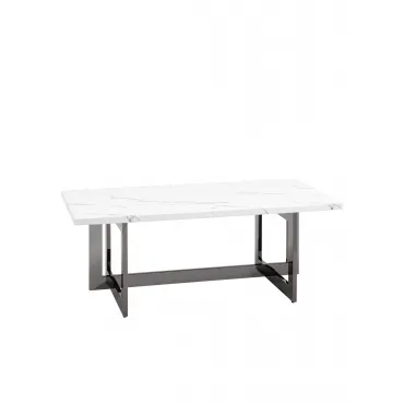 Журнальный столик Нэйтан 122*61 белый мрамор сталь темный хром