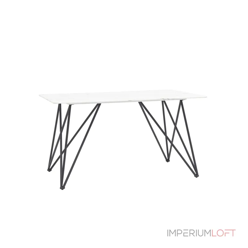 Сакраменто 140*90 белый, стеклянная столешница с рисунком под мрамор от ImperiumLoft