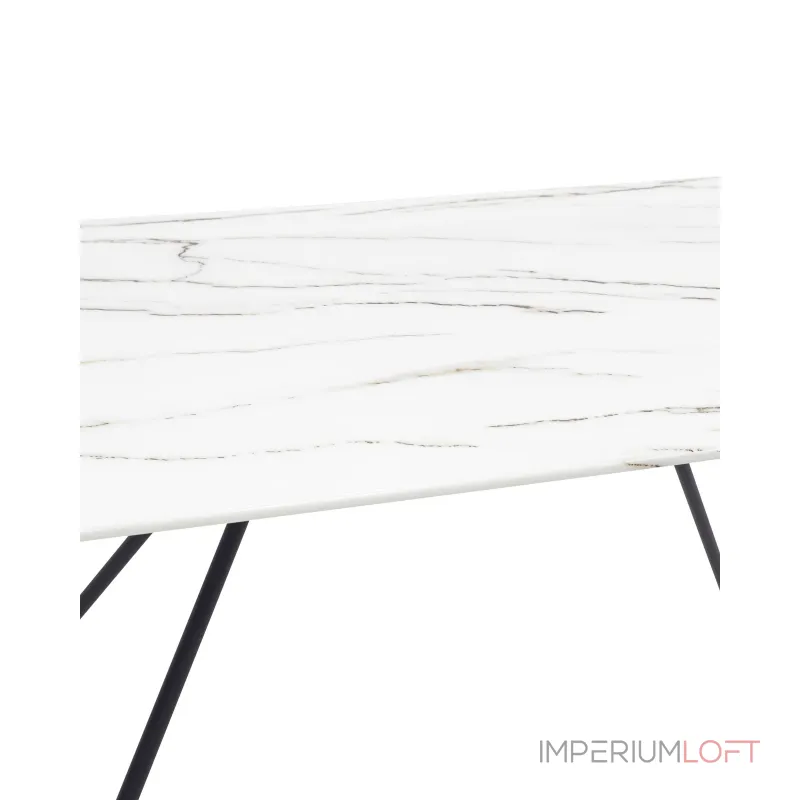 Сакраменто 140*90 белый, стеклянная столешница с рисунком под мрамор от ImperiumLoft