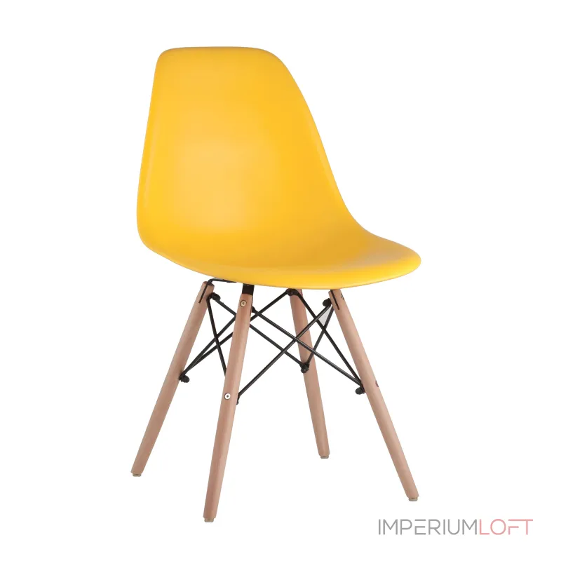 DSW желтый, литой полипропилен, стальной каркас, массив бука от ImperiumLoft