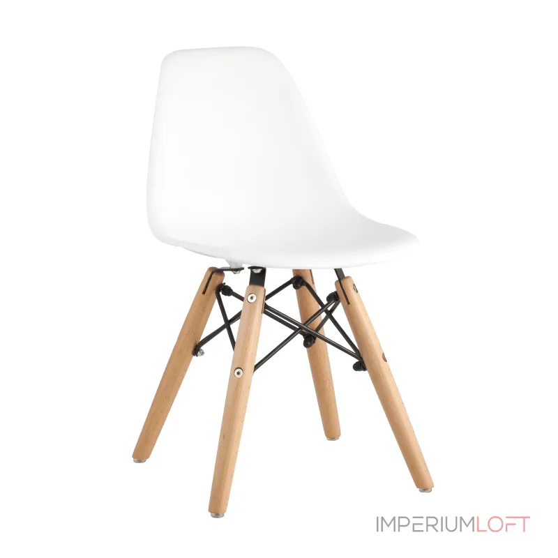 DSW детский белый, полипропилен, сталь, натуральный массив бука от ImperiumLoft