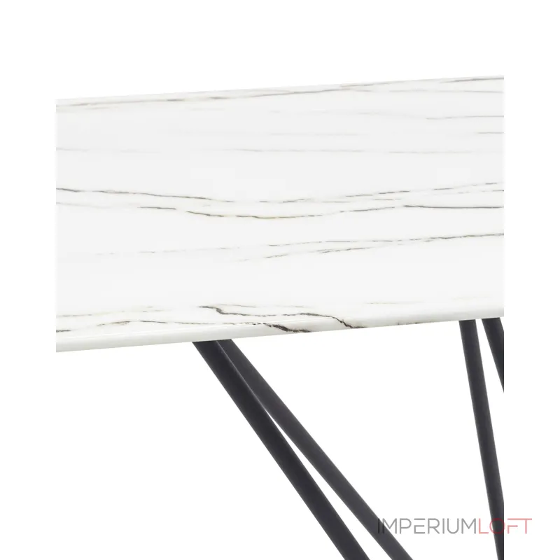 Сакраменто 140*90 белый, стеклянная столешница с рисунком под мрамор от ImperiumLoft