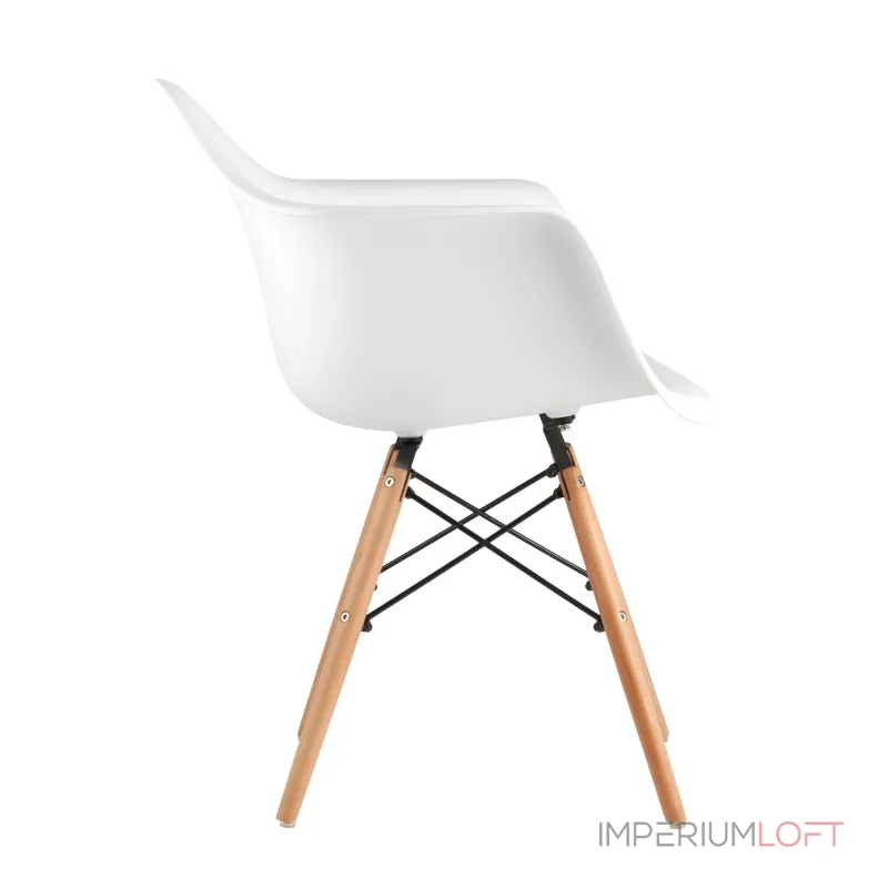 DAW белый, сиденье PP пластик, эргономичные подлокотники, основание массив бука от ImperiumLoft