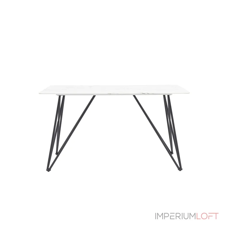 Сакраменто 140*90 белый, стеклянная столешница с рисунком под мрамор от ImperiumLoft