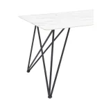 Сакраменто 140*90 белый, стеклянная столешница с рисунком под мрамор от ImperiumLoft