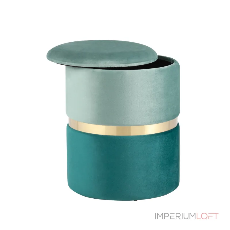 Кэрри с ящиком велюр бирюзовый с декоративным золотым ободком от ImperiumLoft