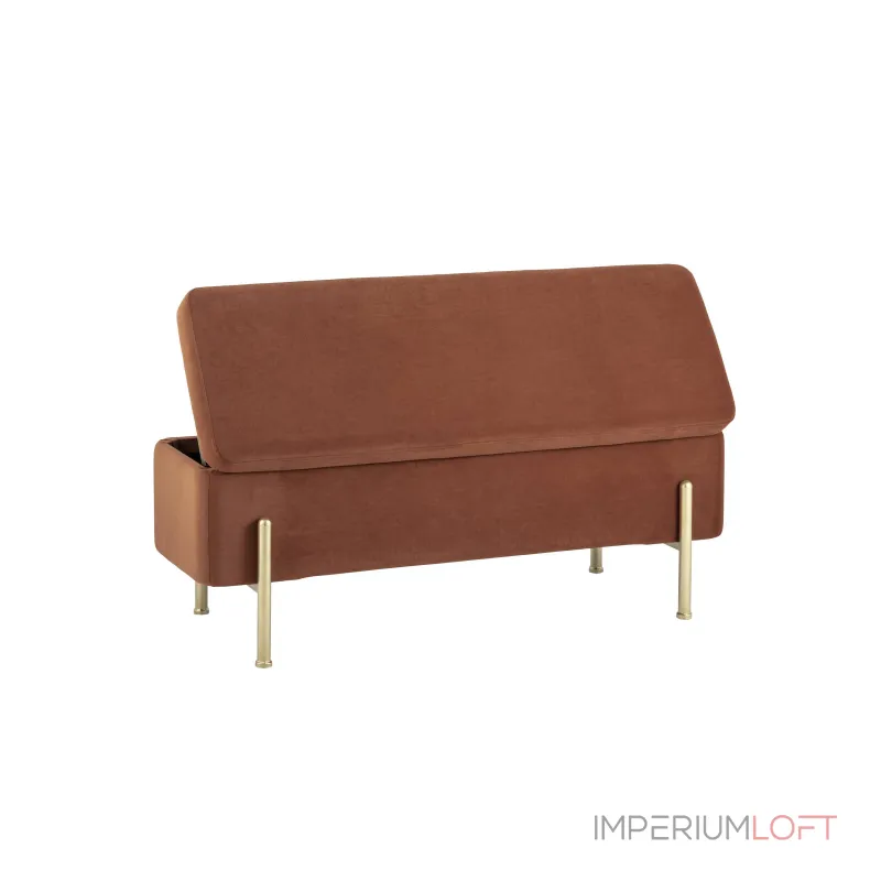 Болейн с ящиком велюр терракотовый ножки из металла цвет золото от ImperiumLoft