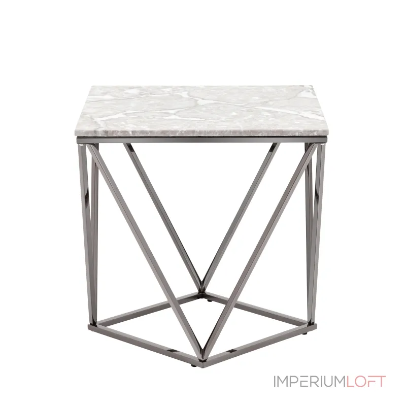 Авалон 61*61 серый мрамор сталь темный хром от ImperiumLoft