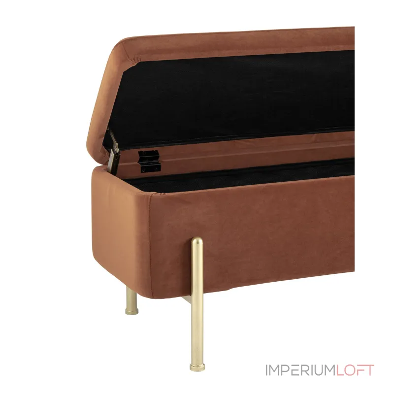 Болейн с ящиком велюр терракотовый ножки из металла цвет золото от ImperiumLoft