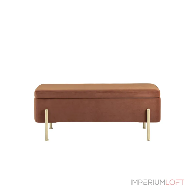 Болейн с ящиком велюр терракотовый ножки из металла цвет золото от ImperiumLoft