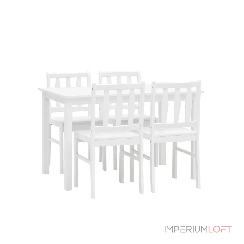 INGRID из стола и четырех стульев деревянные, ножки стола и каркас стульев из массива гевеи цвет от ImperiumLoft