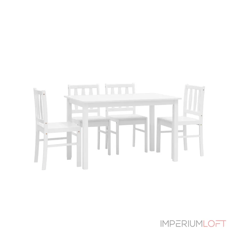 INGRID из стола и четырех стульев деревянные, ножки стола и каркас стульев из массива гевеи цвет от ImperiumLoft