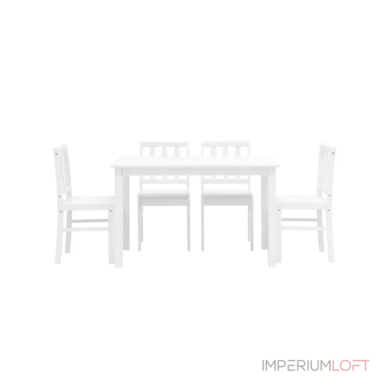 INGRID из стола и четырех стульев деревянные, ножки стола и каркас стульев из массива гевеи цвет от ImperiumLoft