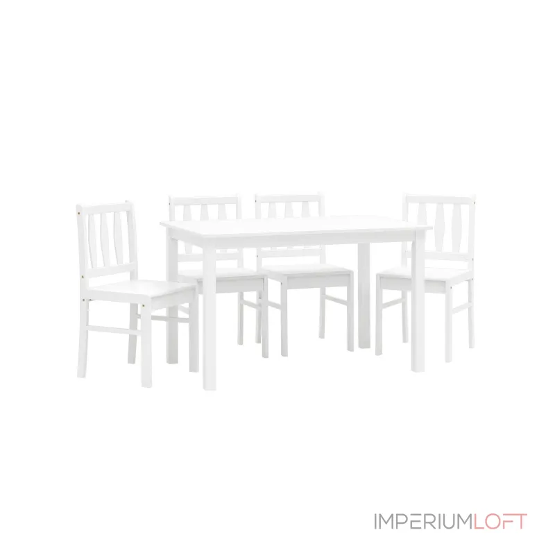 INGRID из стола и четырех стульев деревянные, ножки стола и каркас стульев из массива гевеи цвет от ImperiumLoft