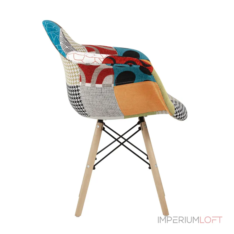 Eames DSW обивка тканевая в стиле пэчворк, ножки из массива бука от ImperiumLoft