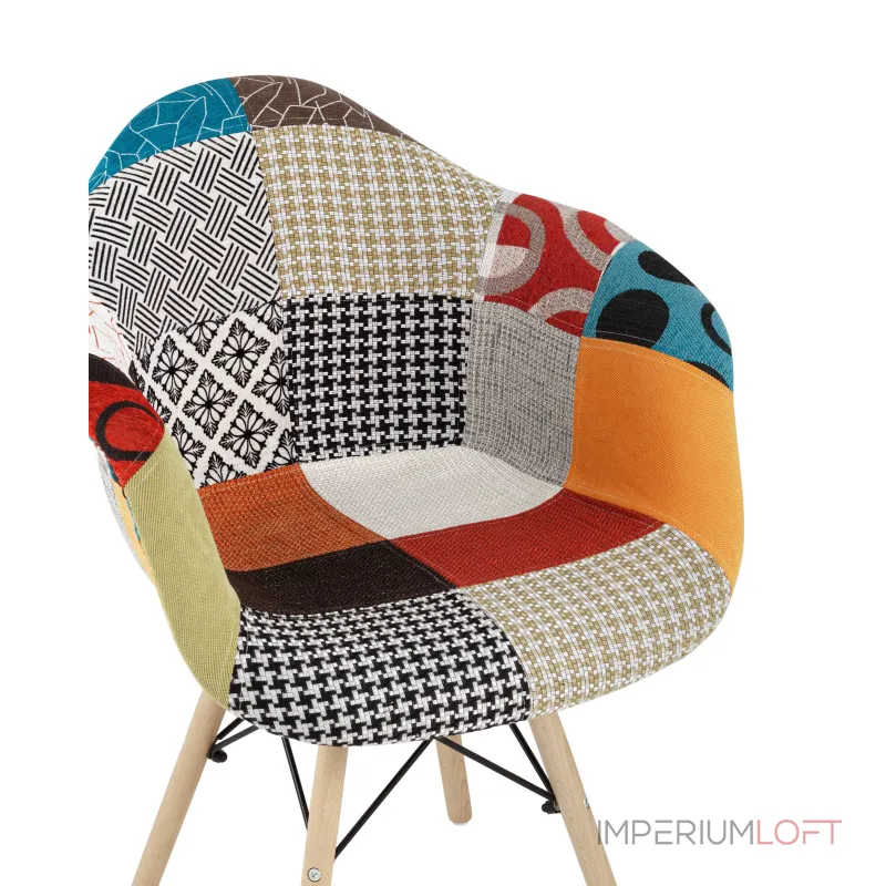 Eames DSW обивка тканевая в стиле пэчворк, ножки из массива бука от ImperiumLoft