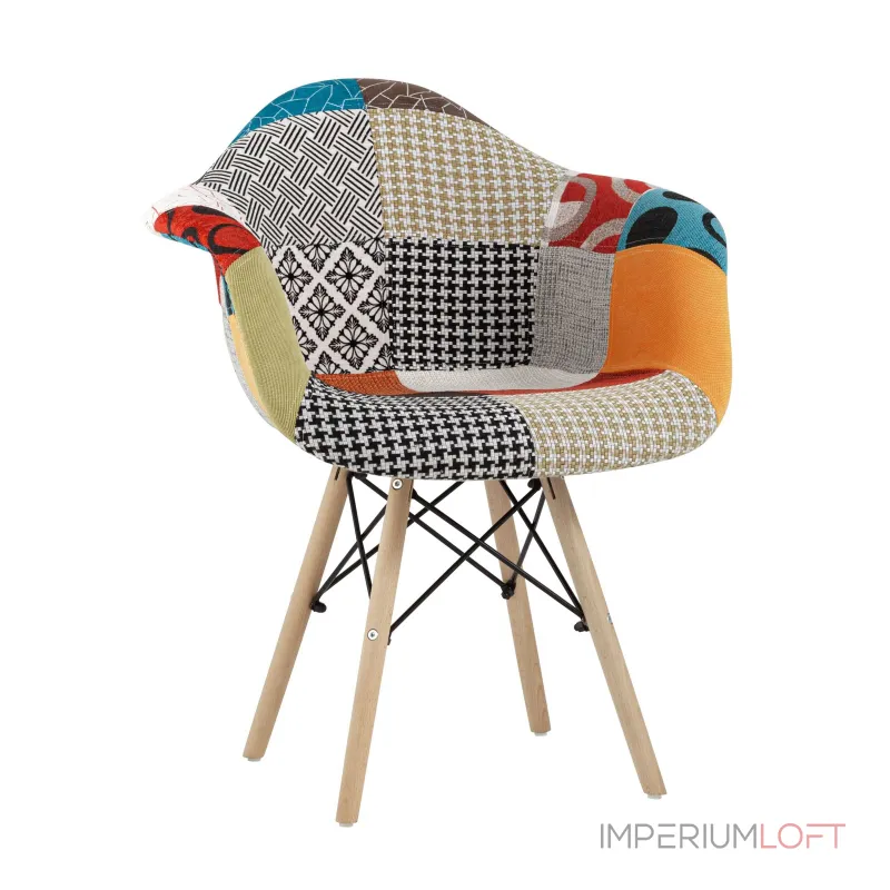 Eames DSW обивка тканевая в стиле пэчворк, ножки из массива бука от ImperiumLoft
