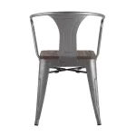 Tolix с подлокотниками серебристый матовый + темное дерево, , металлическое серебристое основани от ImperiumLoft