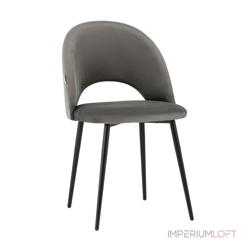 Меган велюр тёмно-серый ножки металл черные от ImperiumLoft