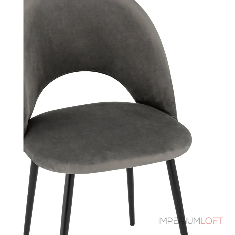 Меган велюр тёмно-серый ножки металл черные от ImperiumLoft