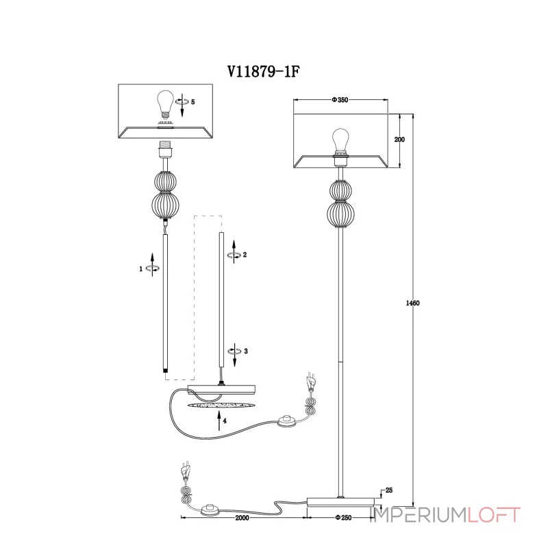 Торшер Moderli V11879-1F Brumi от ImperiumLoft