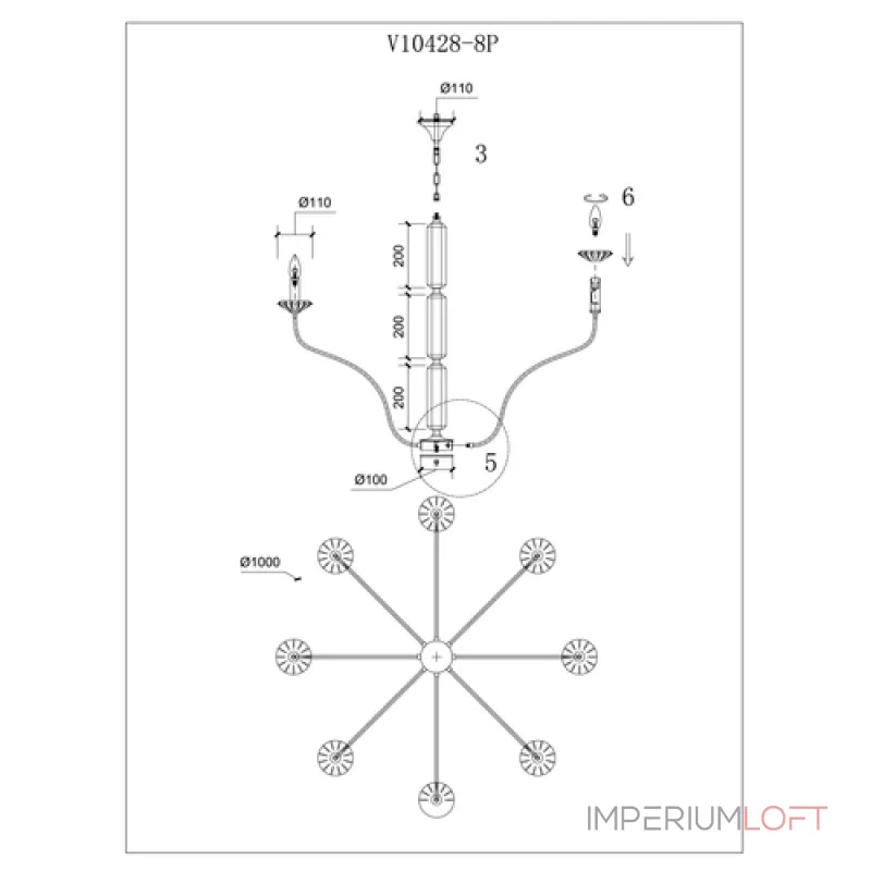 Подвесная люстра Moderli V10428-8P Catania