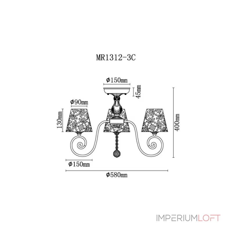 Потолочная люстра MyFar Luna MR1312-3C Потолочная люстра MyFar Luna MR1312-3C