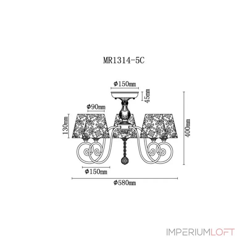 Потолочная люстра MyFar Luna MR1314-5C