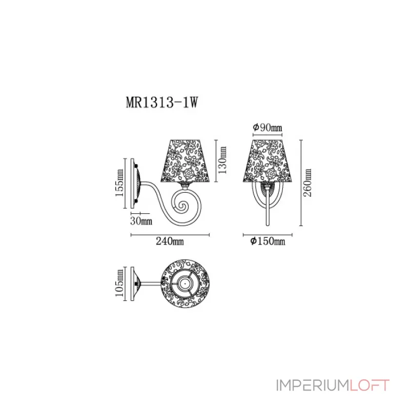 Бра MyFar Luna MR1313-1W от ImperiumLoft