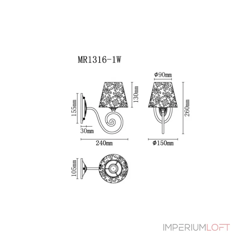 Бра MyFar Luna MR1316-1W от ImperiumLoft