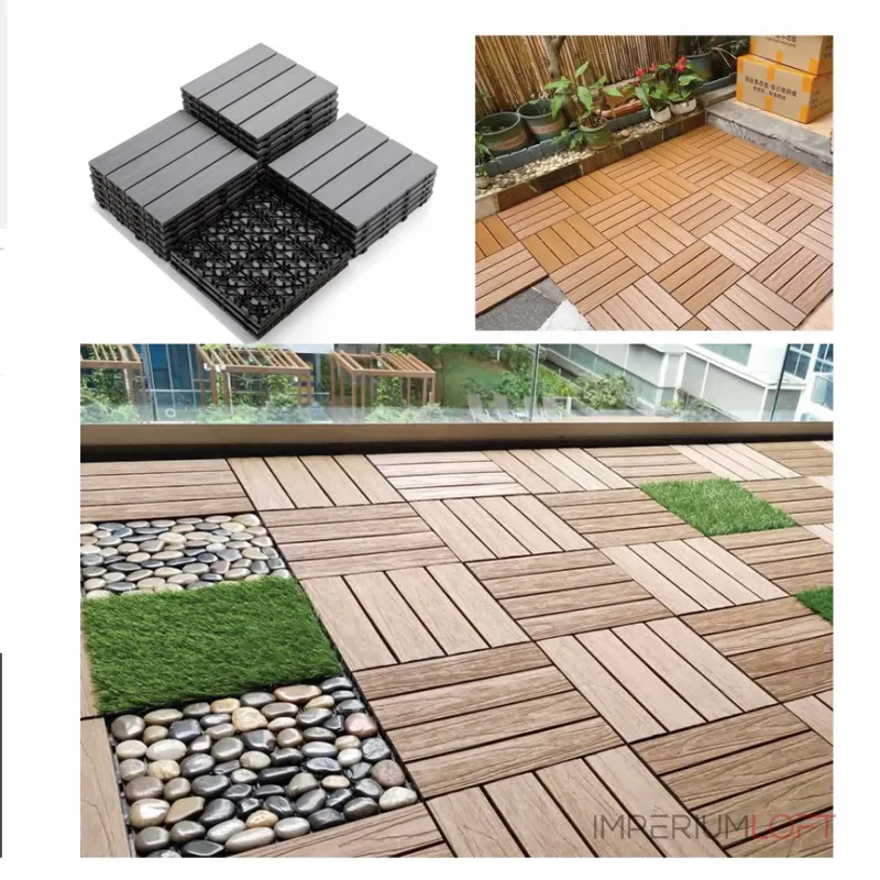 Садовая плитка ДПК 30x30 GREY SH-WPC3D-4H-15 , террасный паркет Садовая плитка ДПК 30x30 GREY SH-WPC3D-4H-15 , террасный паркет