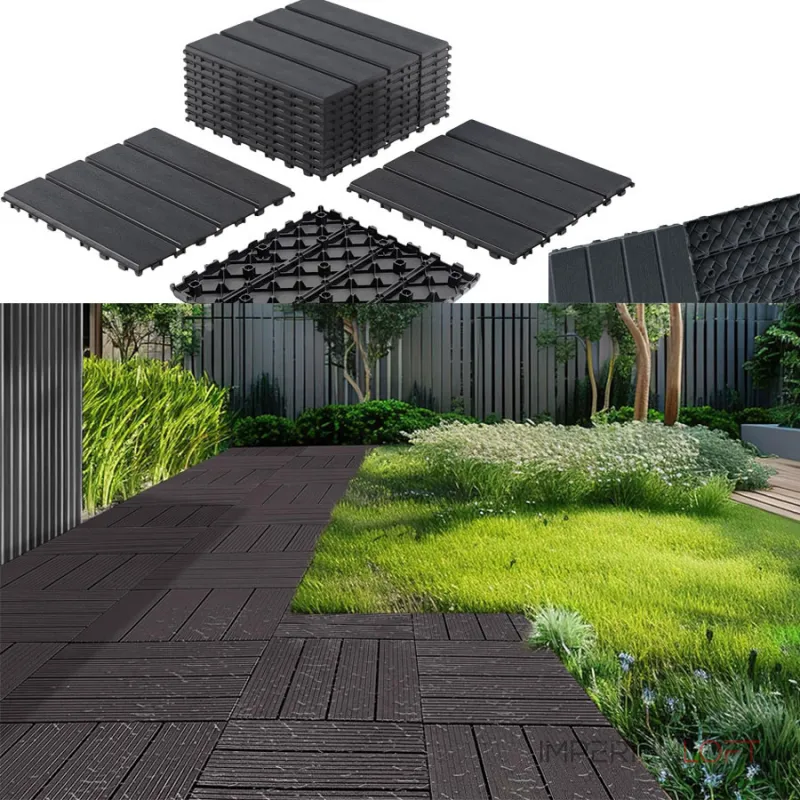 Садовая плитка ДПК 30x30 GREY SH-WPC3D-4H-15 , террасный паркет Садовая плитка ДПК 30x30 GREY SH-WPC3D-4H-15 , террасный паркет