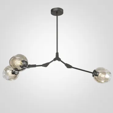 Люстра на штанге Сrumpled Glass Bubble Chandelier Gray 3 плафона Люстра на штанге Сrumpled Glass Bubble Chandelier Gray 3 плафона